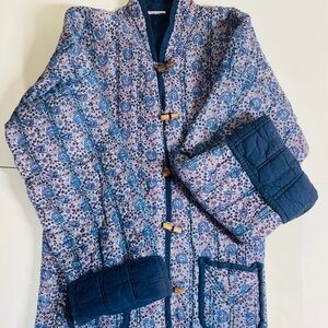 Quilted Floral Blue Jacket - Women's Lightweight Coat